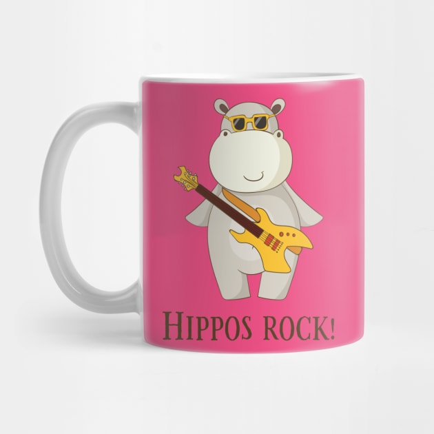 Hippos Rock, Cute Funny Hippo by Dreamy Panda Designs